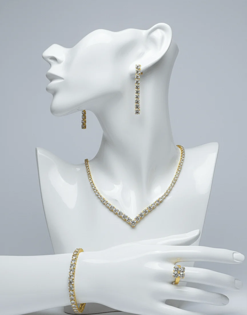 Classic V-Cut Crystal Jewelry Set